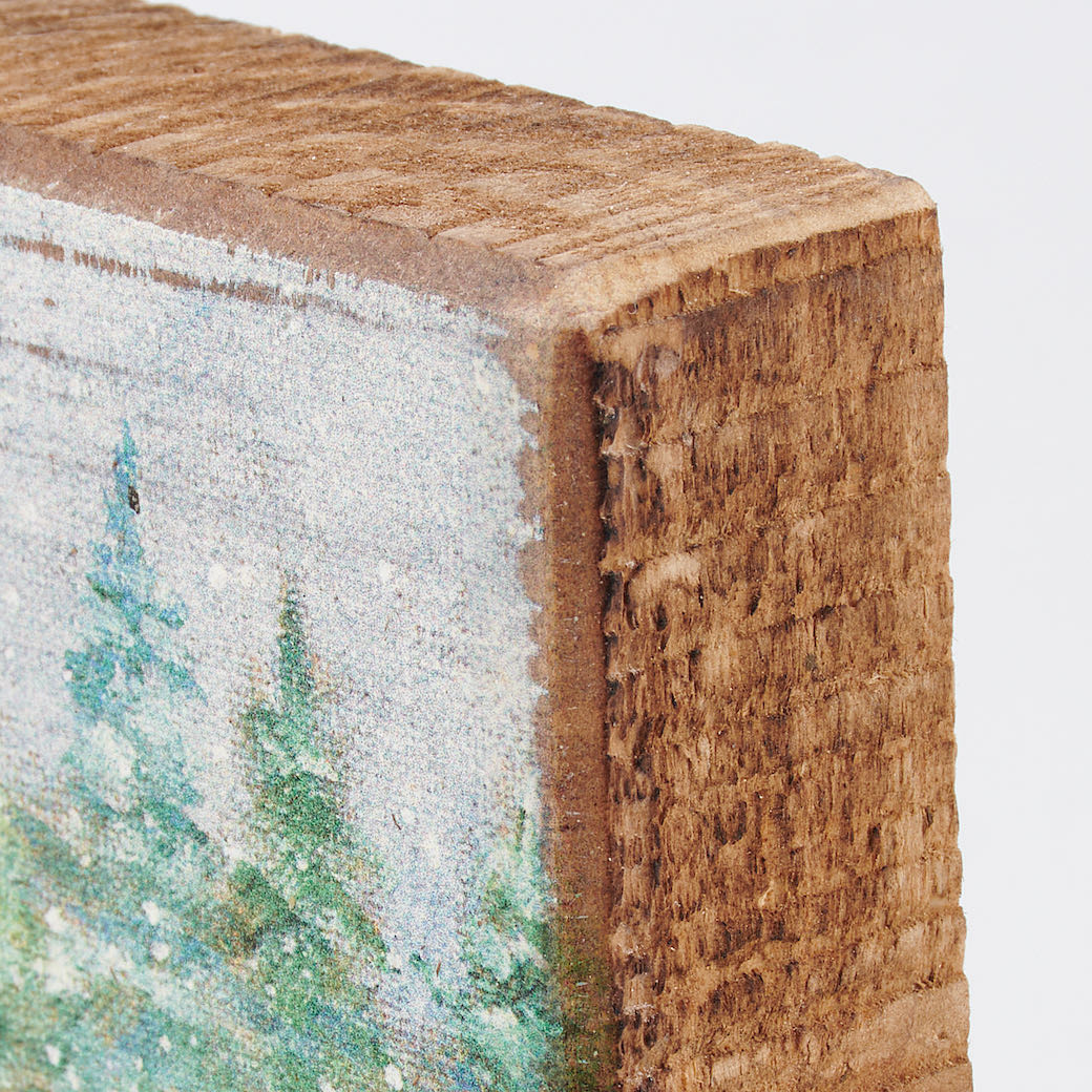 Rustic Wooden Block Sign Snowman with Winter Friends - Donkey & Hen
