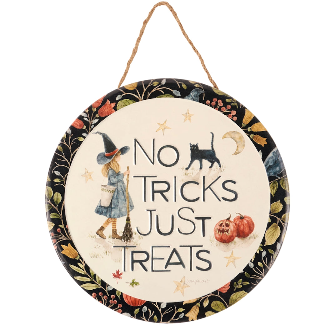 “No Tricks Just Treats” Embossed Metal Wall Decor
