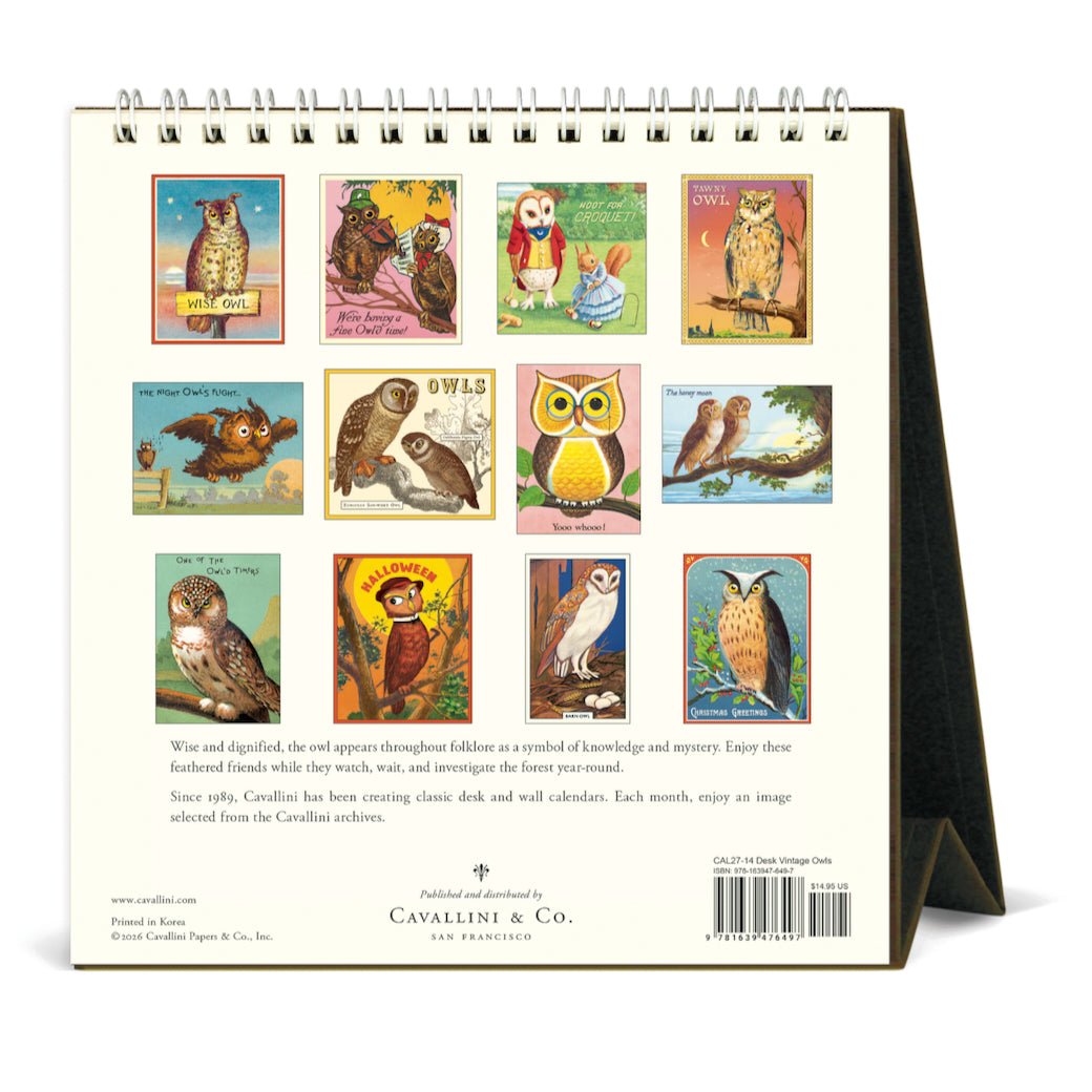 2027 Desk Calendar Vintage Owls - Marmalade Mercantile