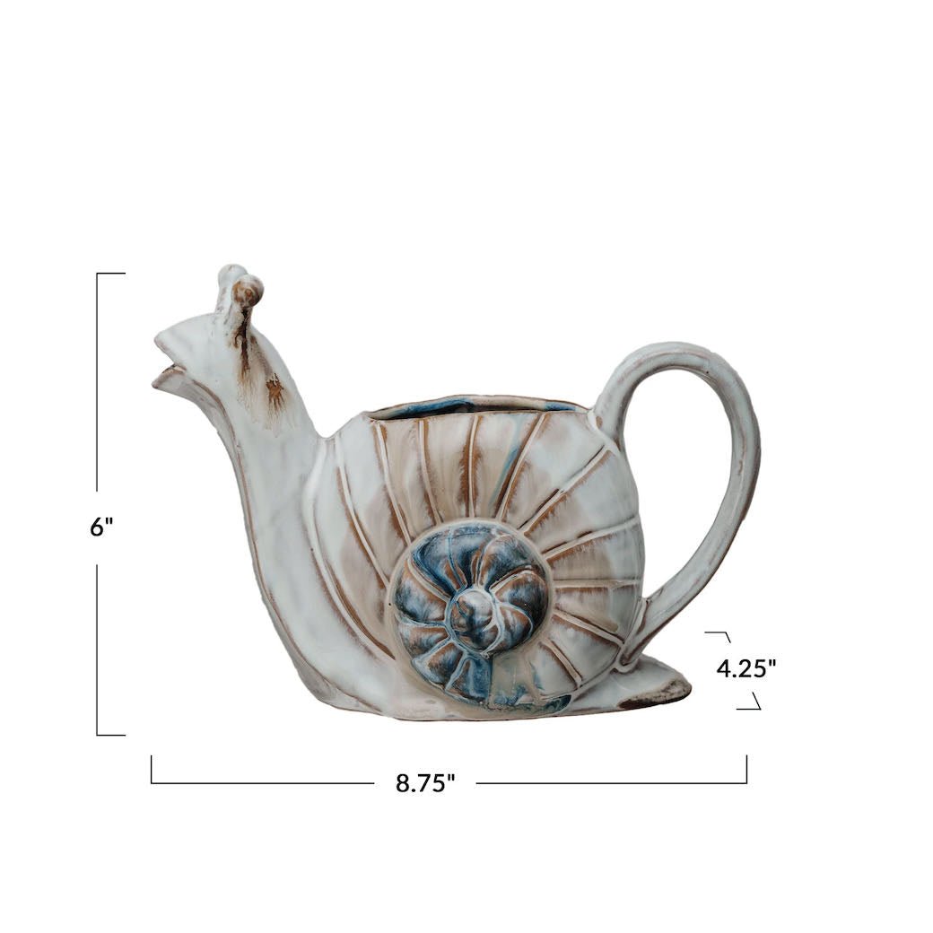 24 oz. Stoneware Snail - Shaped Watering Can (Each One Will Vary) - Marmalade Mercantile