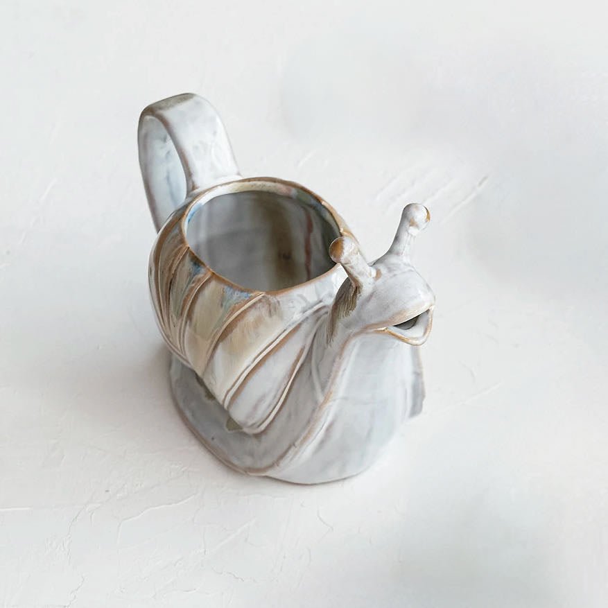24 oz. Stoneware Snail - Shaped Watering Can (Each One Will Vary) - Marmalade Mercantile