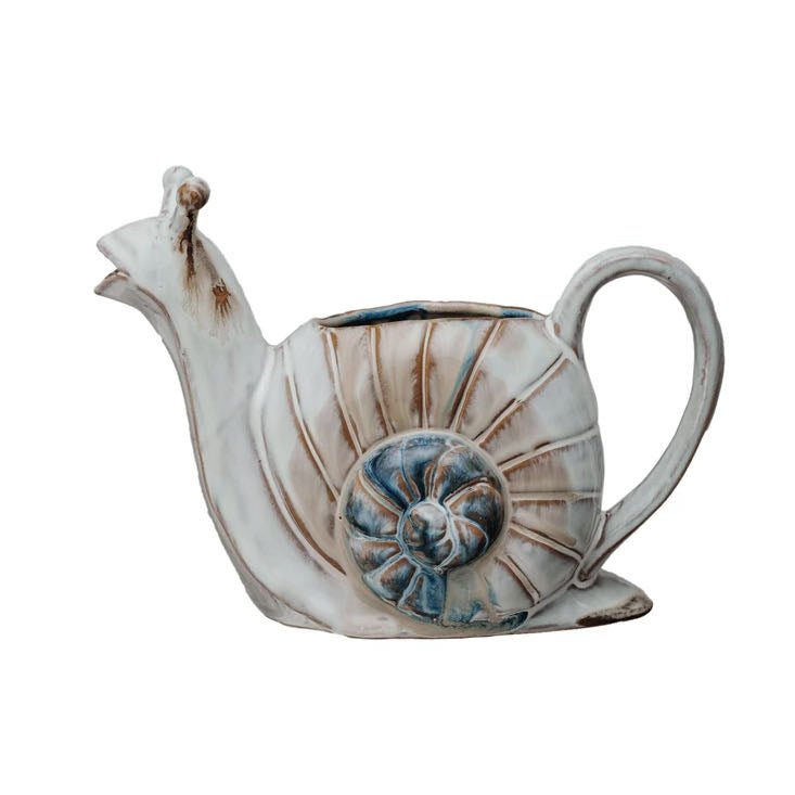 24 oz. Stoneware Snail - Shaped Watering Can (Each One Will Vary) - Marmalade Mercantile