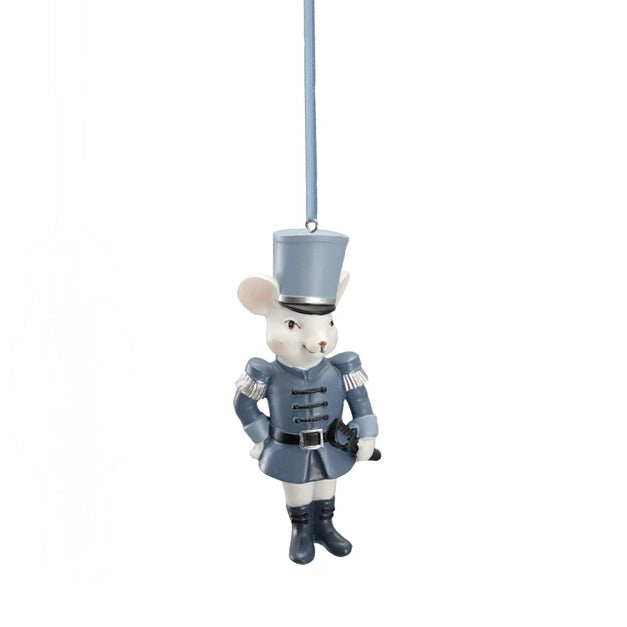 Cast Resin Mouse Prince Ornament in Blue, White & Silver