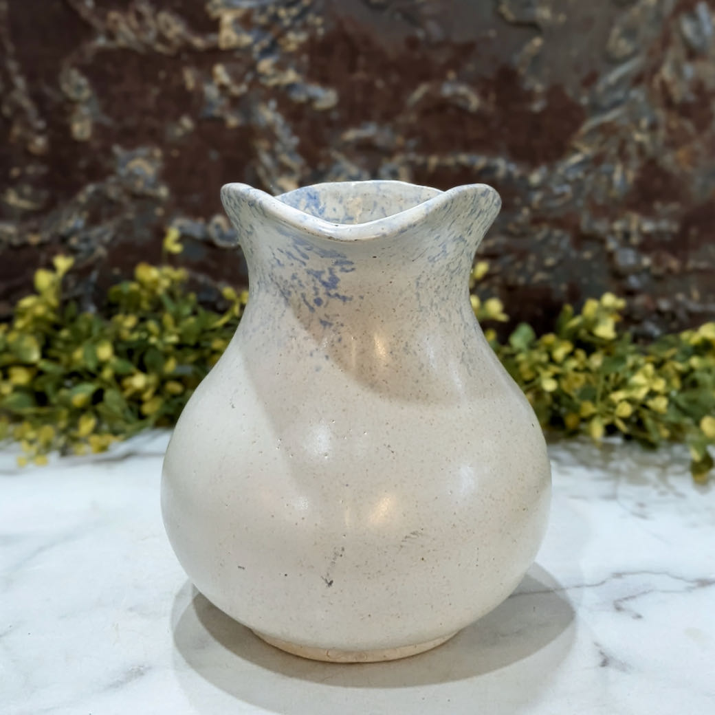 Antique Stoneware Water Pitcher with Light Blue Spatter