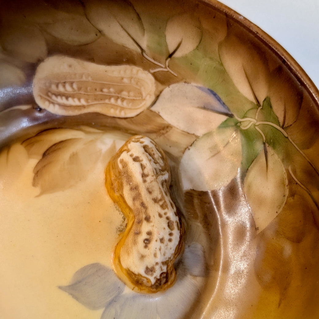 1920s Petite Hand-painted Nippon 3D Raised Relief Peanut Bowl