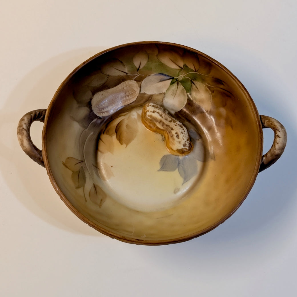 1920s Petite Hand-painted Nippon 3D Raised Relief Peanut Bowl