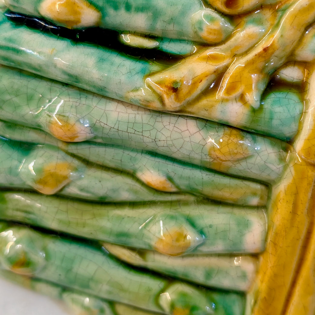 Vintage Italian Majolica Trompe l’oeil Covered Asparagus Tureen