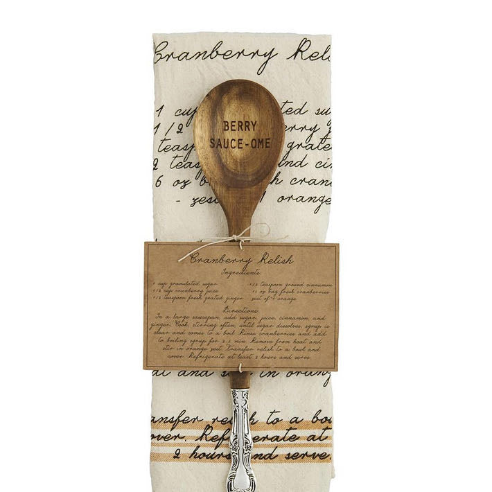 Thanksgiving Spoon & Recipe Towel Set - CHOICE of 4 Styles