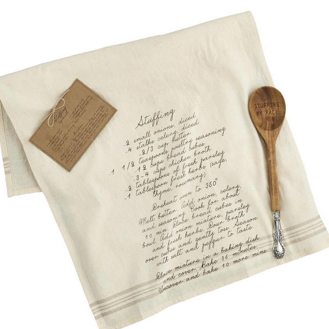 Thanksgiving Spoon & Recipe Towel Set - CHOICE of 4 Styles