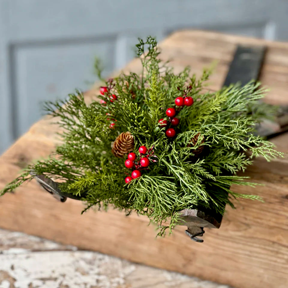 Alpine Half Sphere with Red Berries & Pine Cones