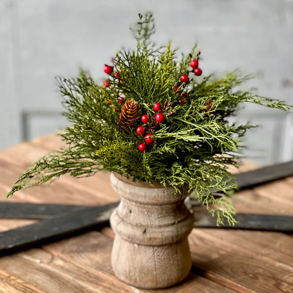 Alpine Half Sphere with Red Berries & Pine Cones