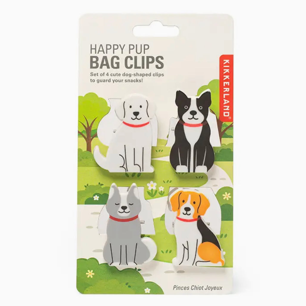 Set of Four Happy Pup Bag Clips