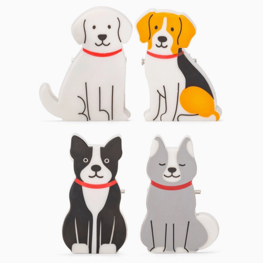 Set of Four Happy Pup Bag Clips
