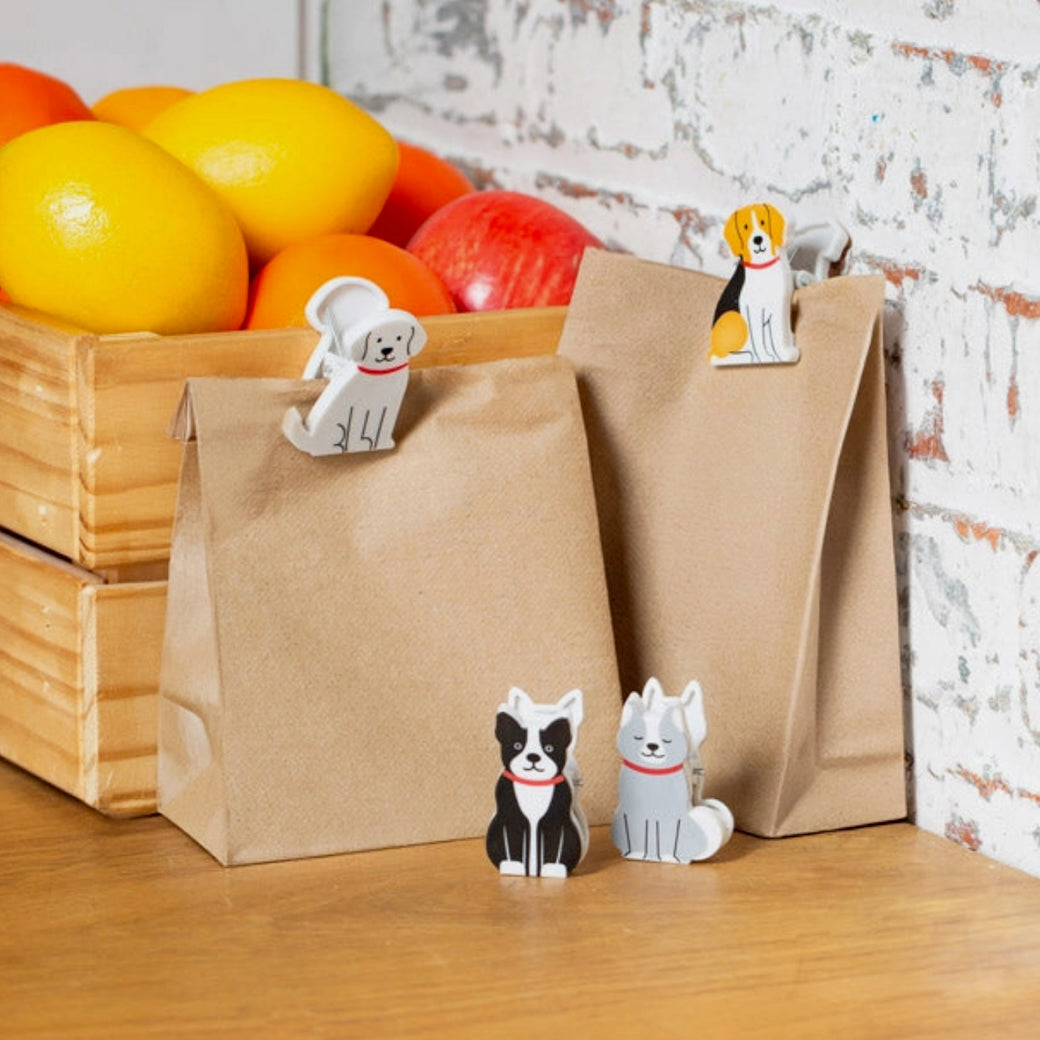Set of Four Happy Pup Bag Clips