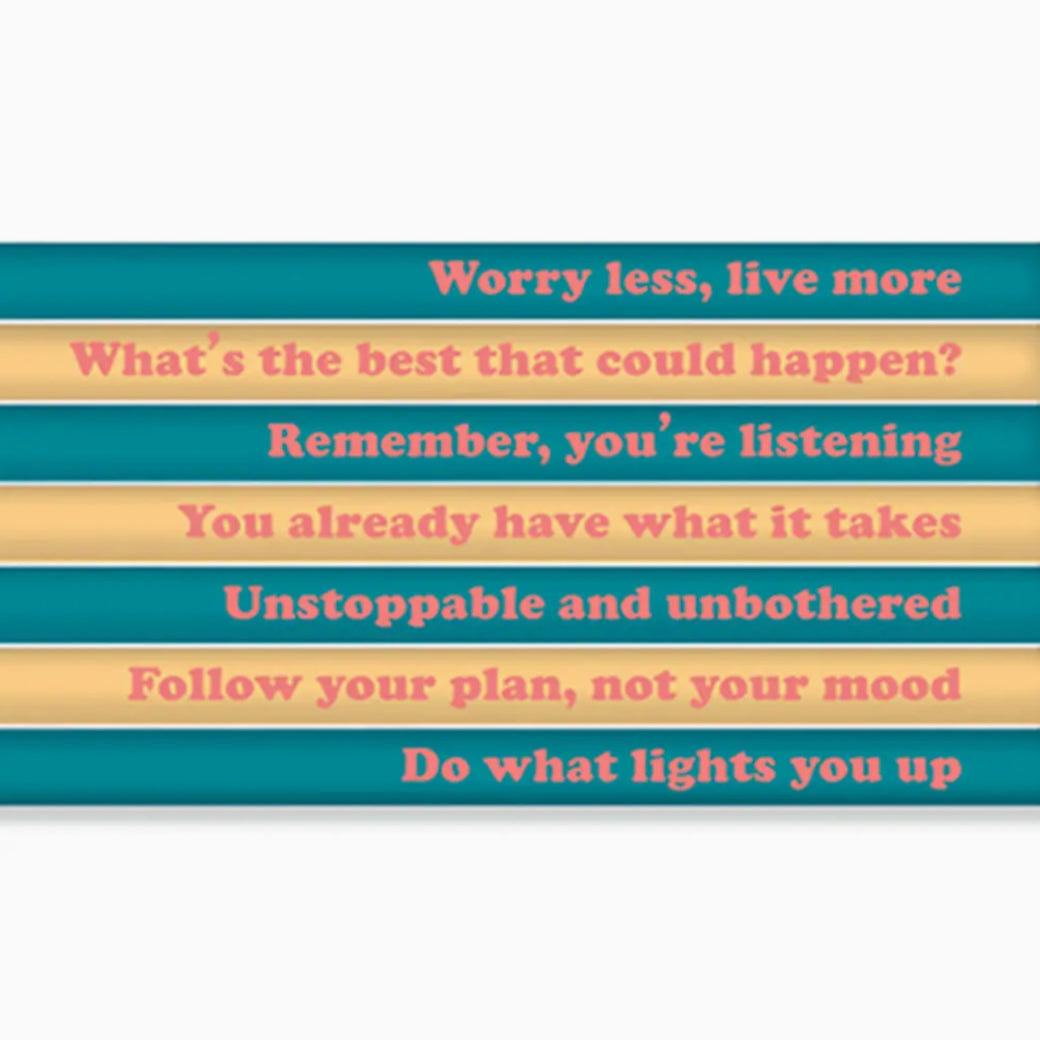 Set of Seven #2 Pencils "Worry Less Live More"
