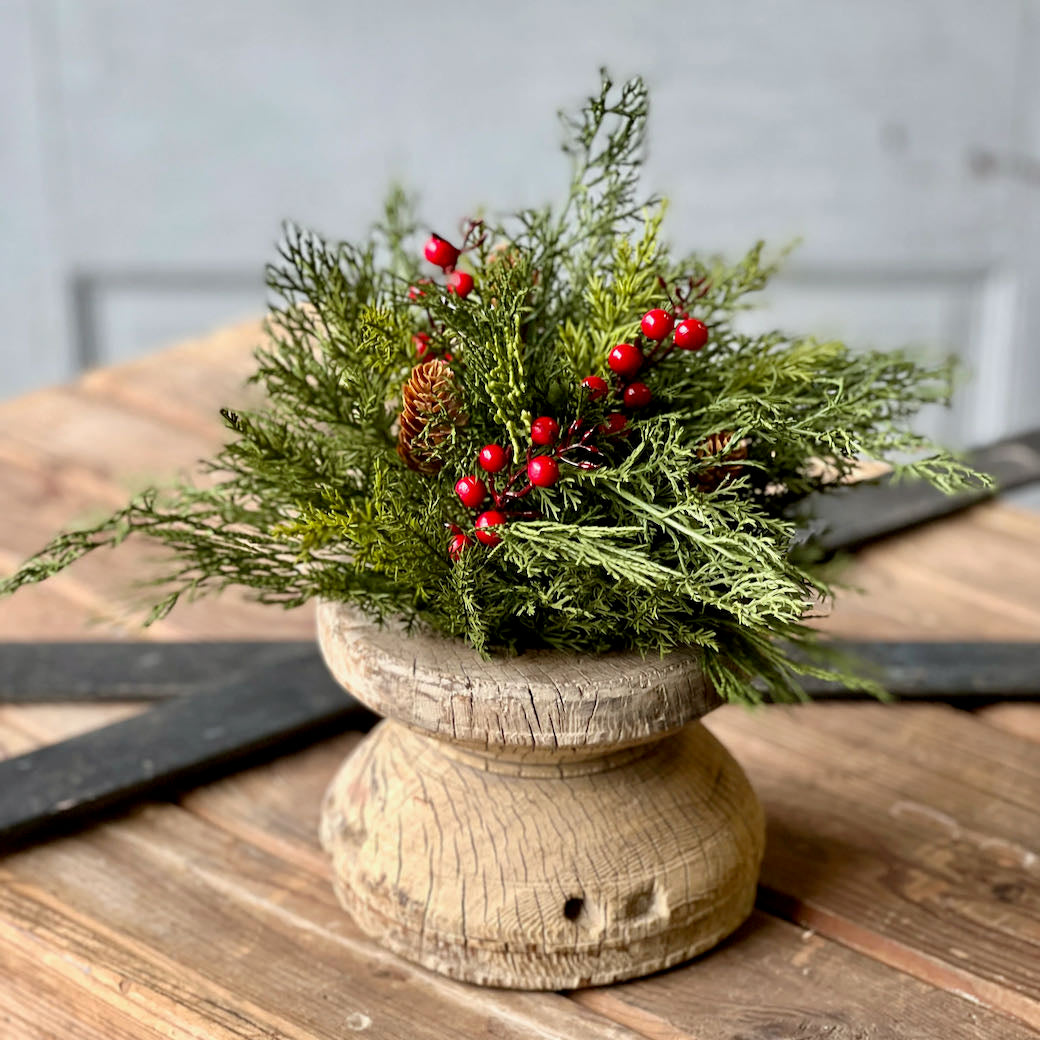 Alpine Half Sphere with Red Berries & Pine Cones