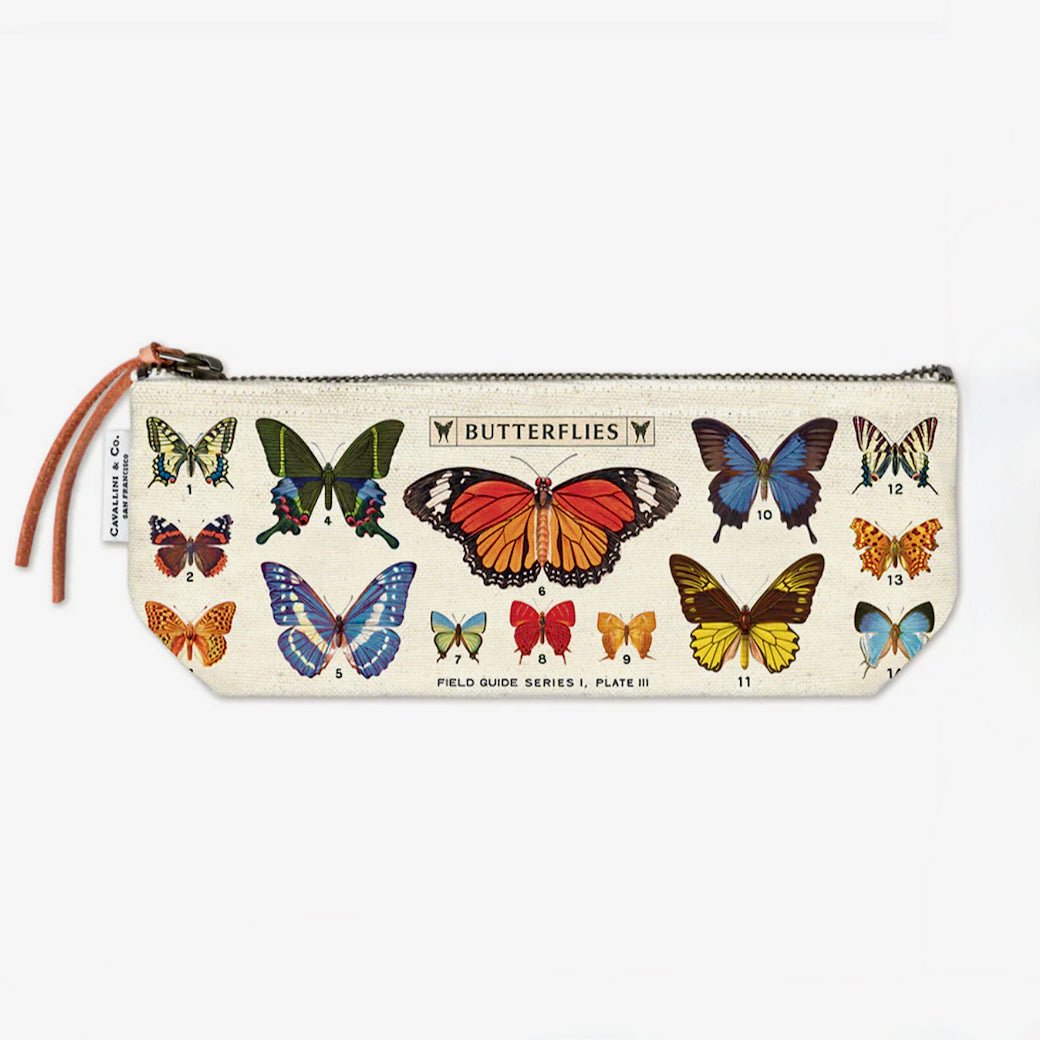 A Field Guide to Butterflies Mini Zippered Canvas Pouch - Marmalade Mercantile