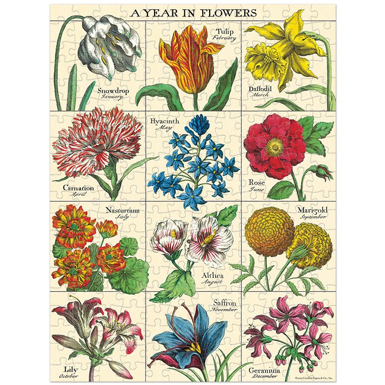 A Year In Flowers Mini Jigsaw Puzzle, 240 Pieces - Marmalade Mercantile