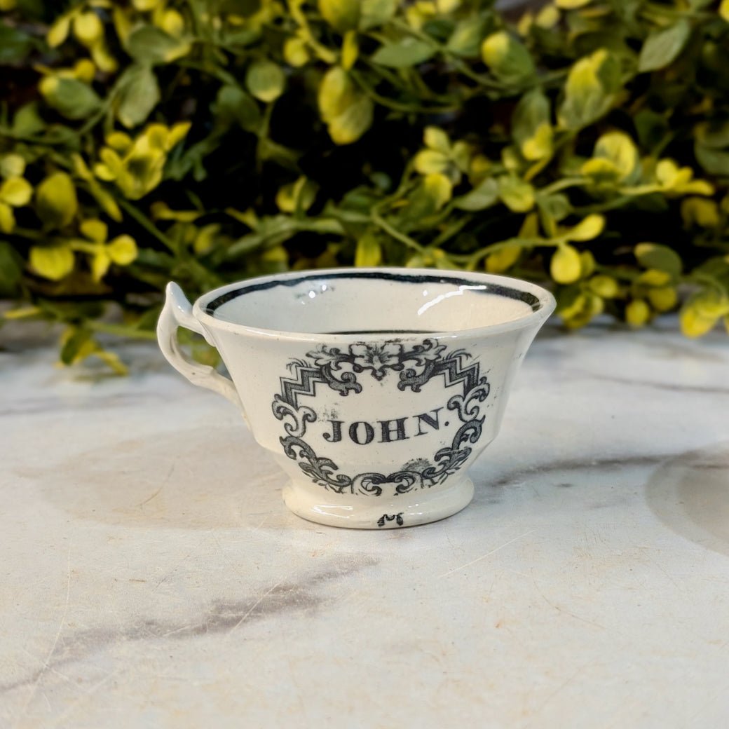 Antique Child’s Transferware Name Cup & Saucer “Henry” & “John” - Marmalade Mercantile