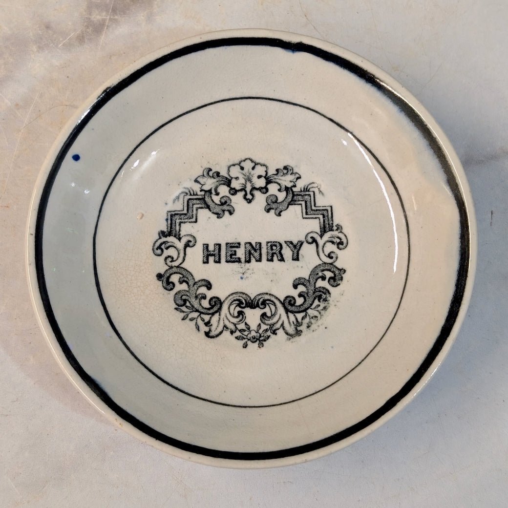 Antique Child’s Transferware Name Cup & Saucer “Henry” & “John” - Marmalade Mercantile