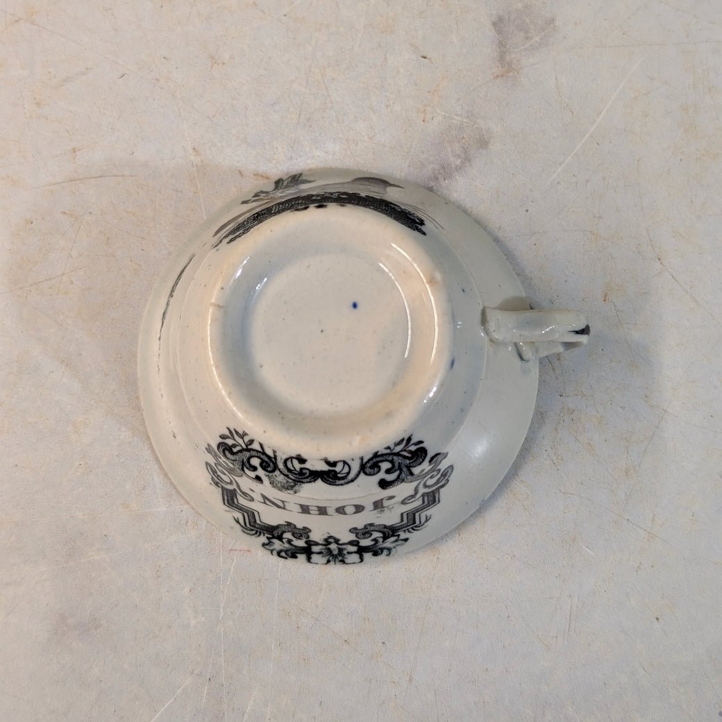 Antique Child’s Transferware Name Cup & Saucer “Henry” & “John” - Marmalade Mercantile