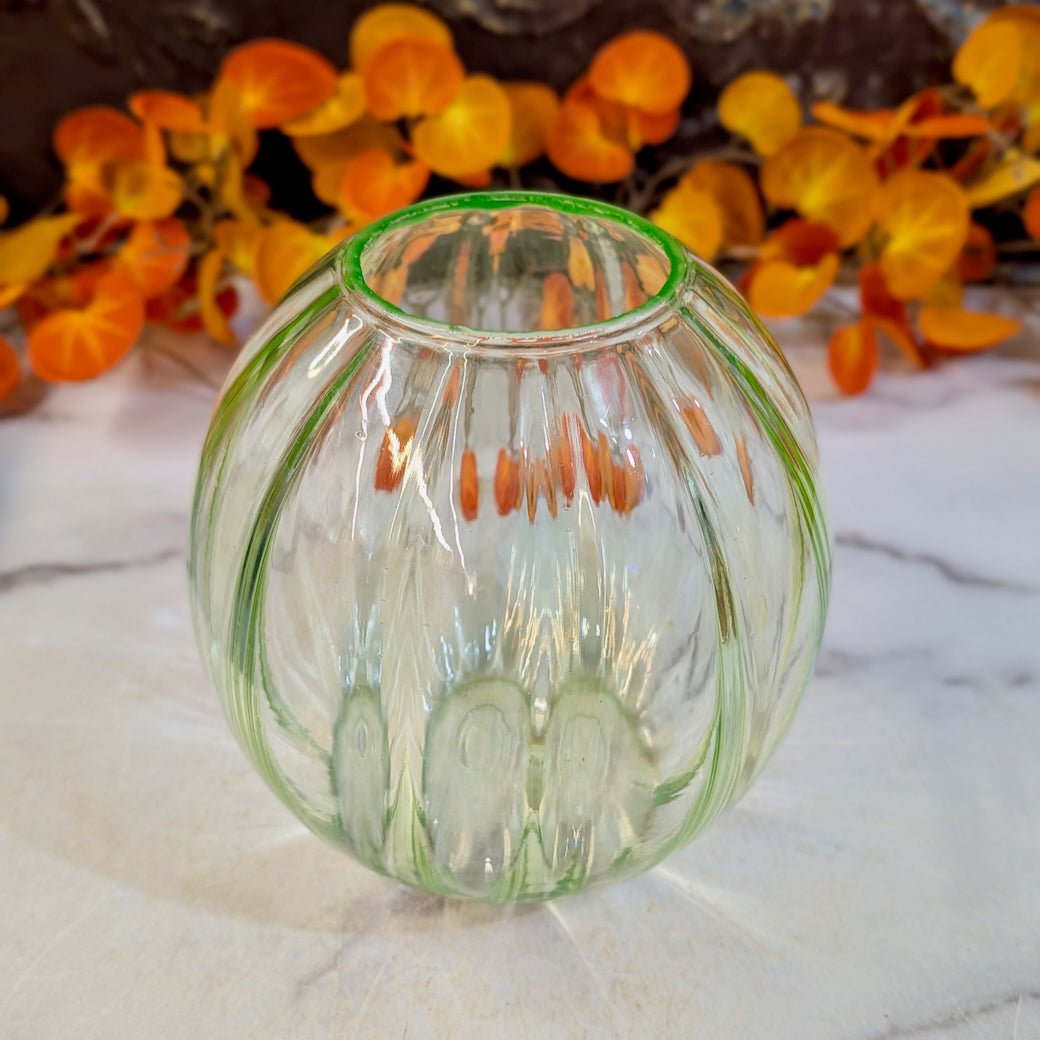 Art Deco 1930s Uranium Ball Vase J. Stolle Niemen Uranium Glass - Marmalade Mercantile