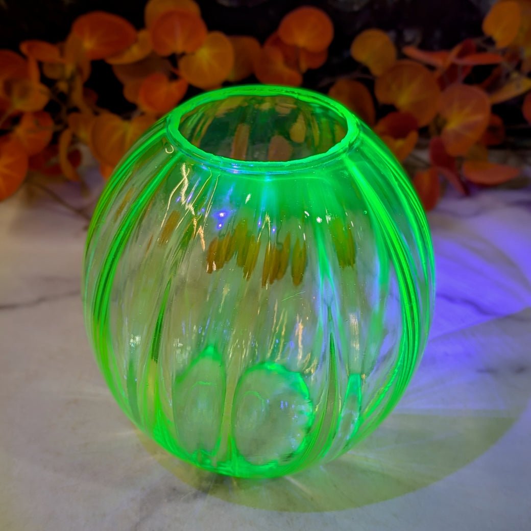 Art Deco 1930s Uranium Ball Vase J. Stolle Niemen Uranium Glass - Marmalade Mercantile