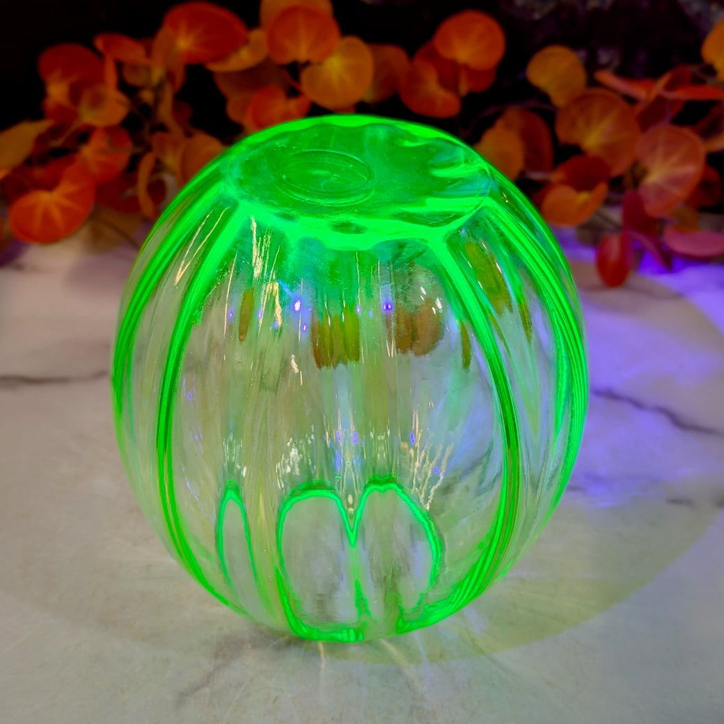 Art Deco 1930s Uranium Ball Vase J. Stolle Niemen Uranium Glass - Marmalade Mercantile