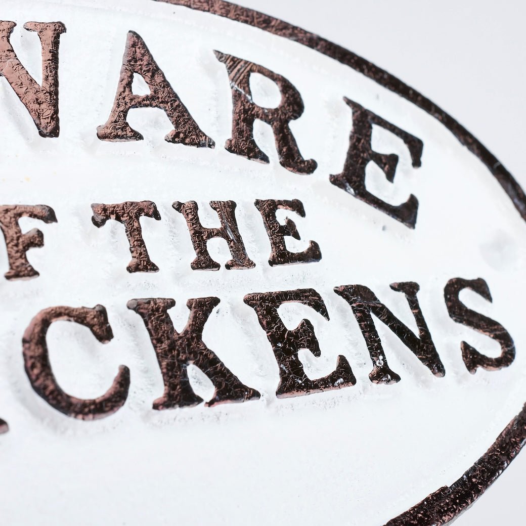 Beware of the Chickens Cast Iron Painted Wall (or Coop) Plaque - Marmalade Mercantile