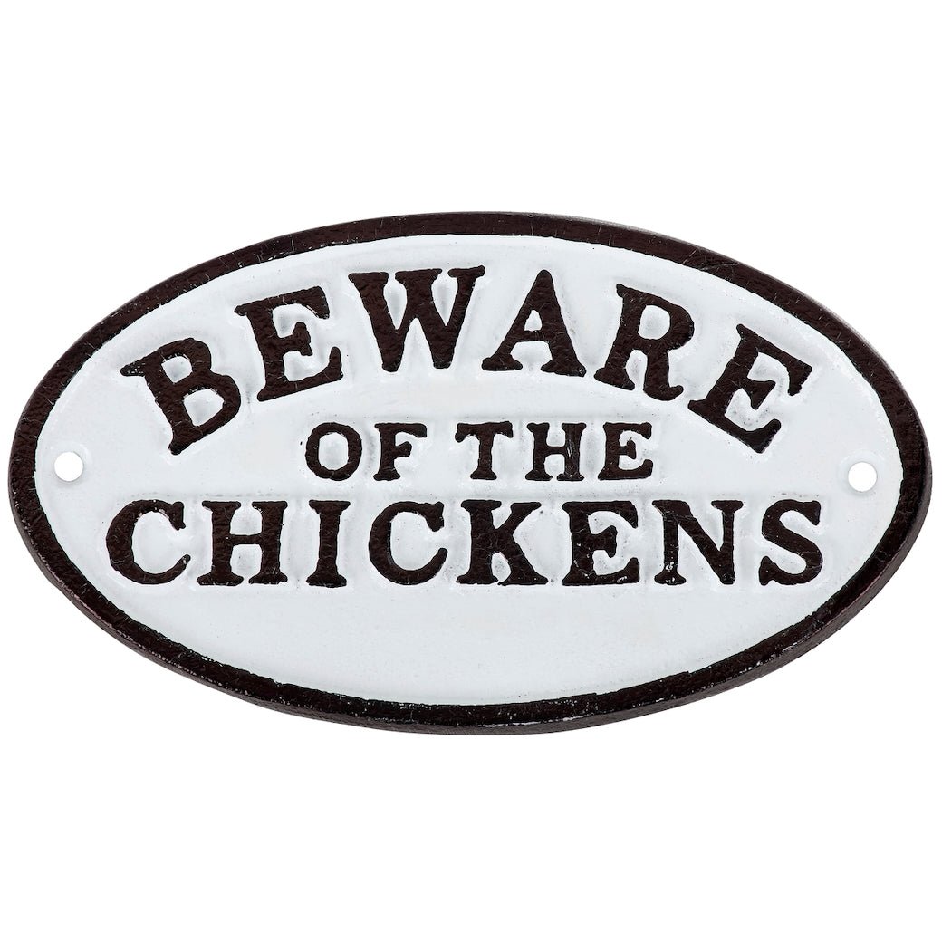Beware of the Chickens Cast Iron Painted Wall (or Coop) Plaque - Marmalade Mercantile