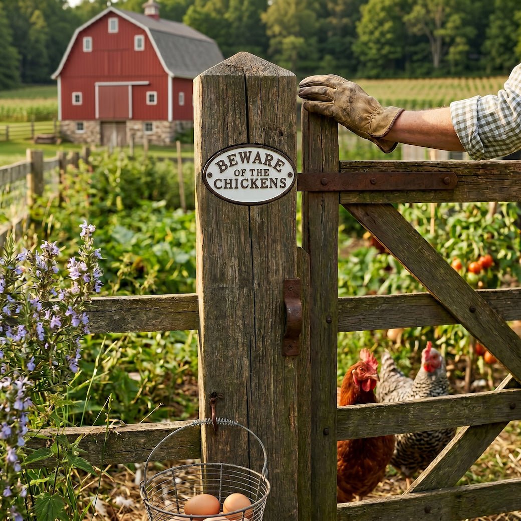 Beware of the Chickens Cast Iron Painted Wall (or Coop) Plaque - Marmalade Mercantile