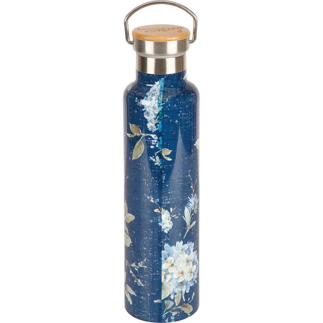 Blue Floral Insulated Stainless Steel Water Bottle 25oz - Marmalade Mercantile
