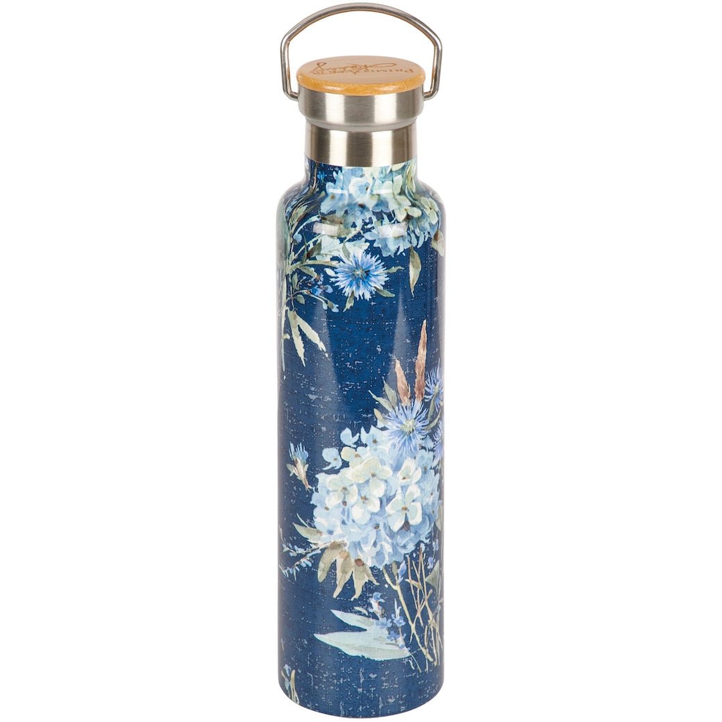 Blue Floral Insulated Stainless Steel Water Bottle 25oz - Marmalade Mercantile