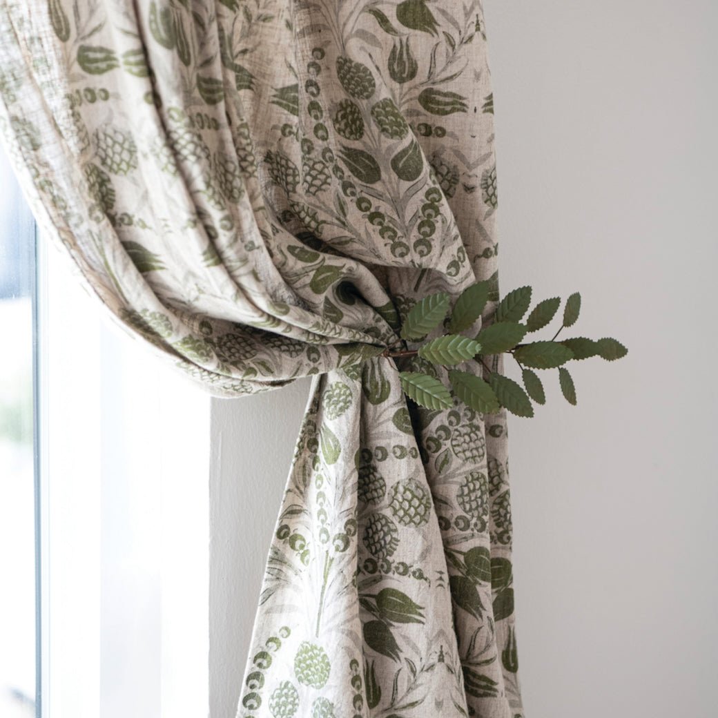Boxed Pair of Metal Toleware Curtain Tiebacks with Leaves - Marmalade Mercantile