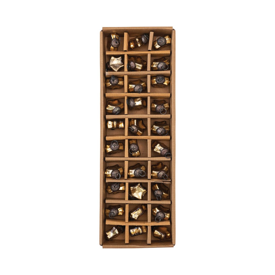 Boxed Set of 1" Mini Glass Star Ornaments with Gold Finish - Marmalade Mercantile