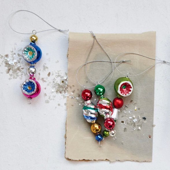 Boxed Set of Four vintage - Style Drop Ornaments with Witches Eye - Marmalade Mercantile