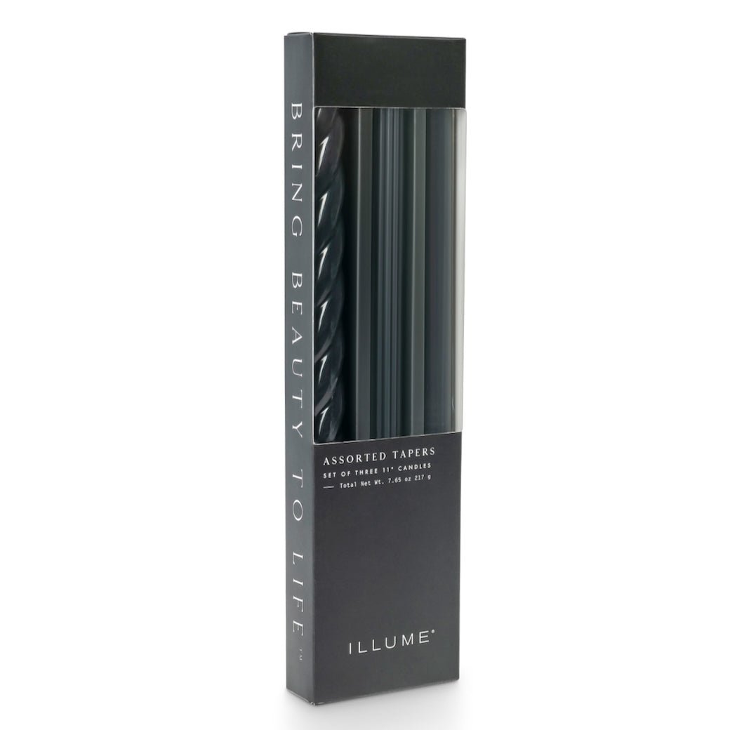 Boxed Set of Three Assorted Taper Candles Black Color - Marmalade Mercantile