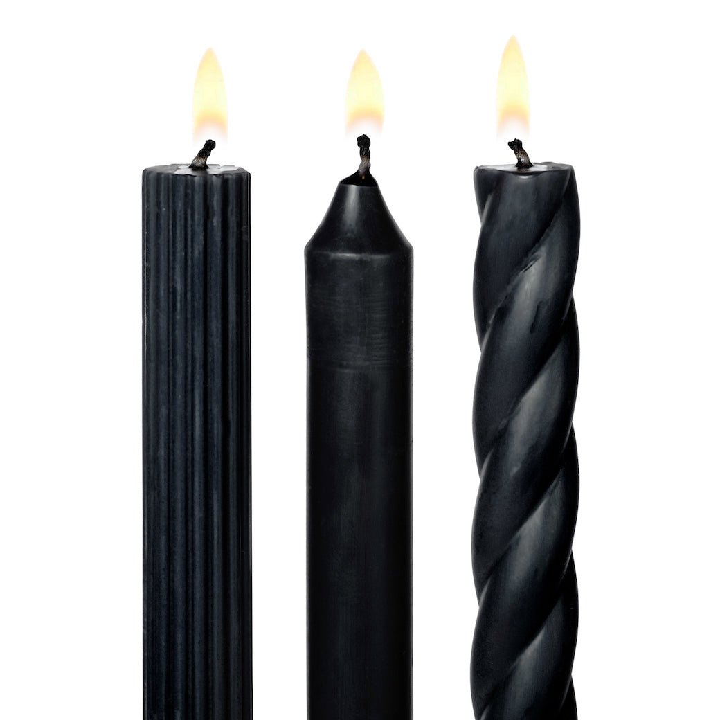 Boxed Set of Three Assorted Taper Candles Black Color - Marmalade Mercantile