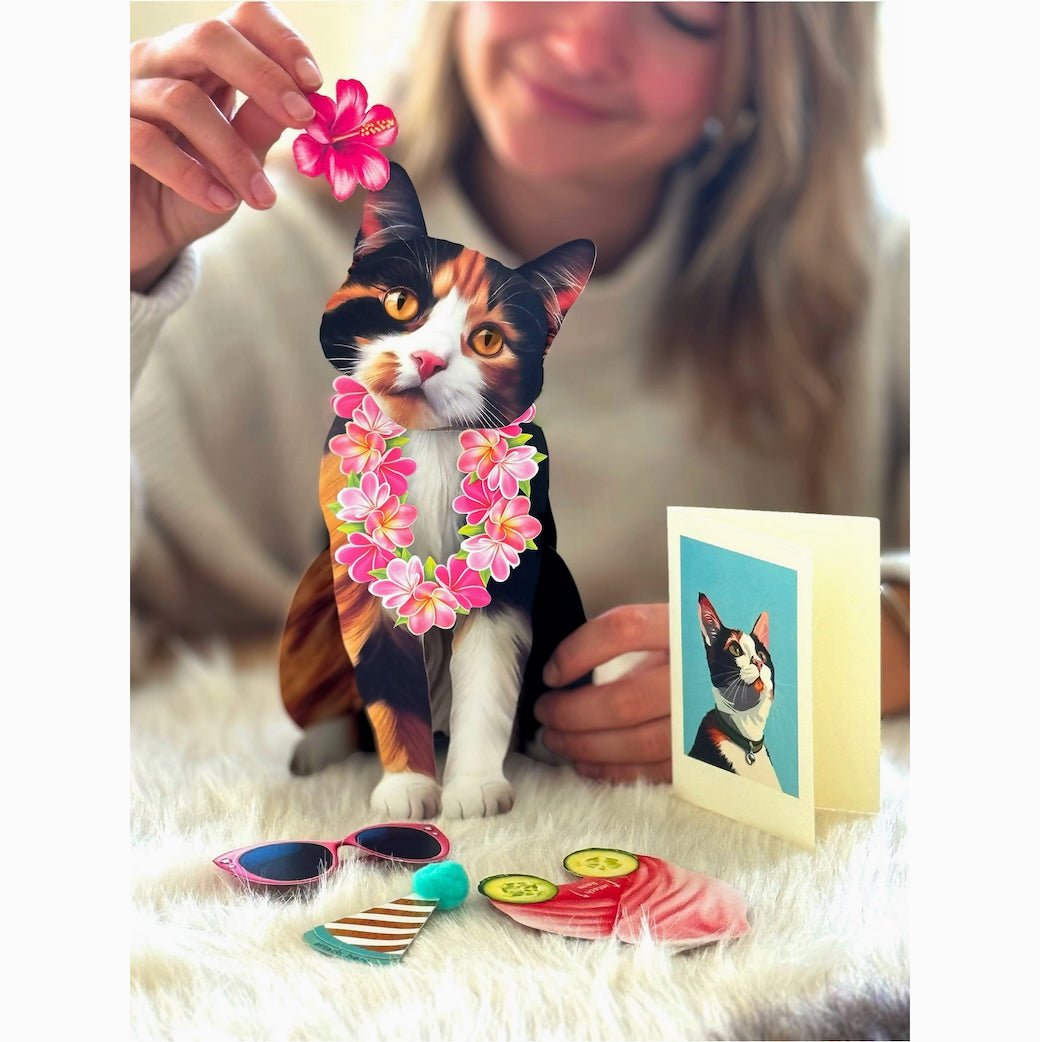 Calico Kitty Pop Up Greeting Card with Dress Up Accessories - Marmalade Mercantile