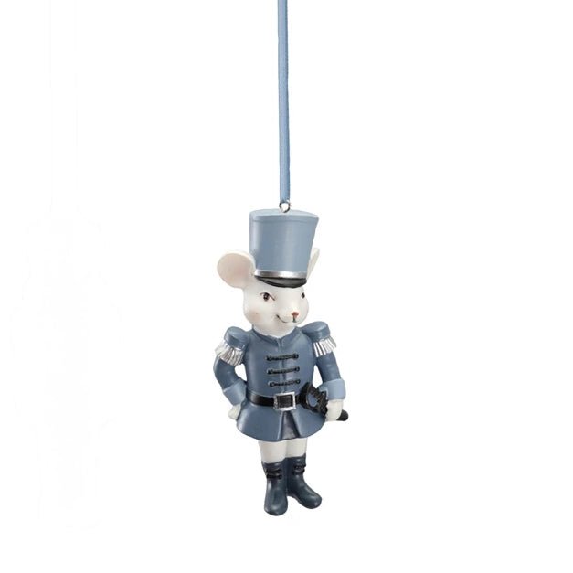 Cast Resin Mouse Prince Ornament in Blue, White & Silver - Marmalade Mercantile