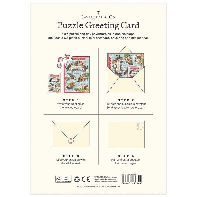 Cat's At Play Happy Birthday Puzzle Greeting Card - Marmalade Mercantile