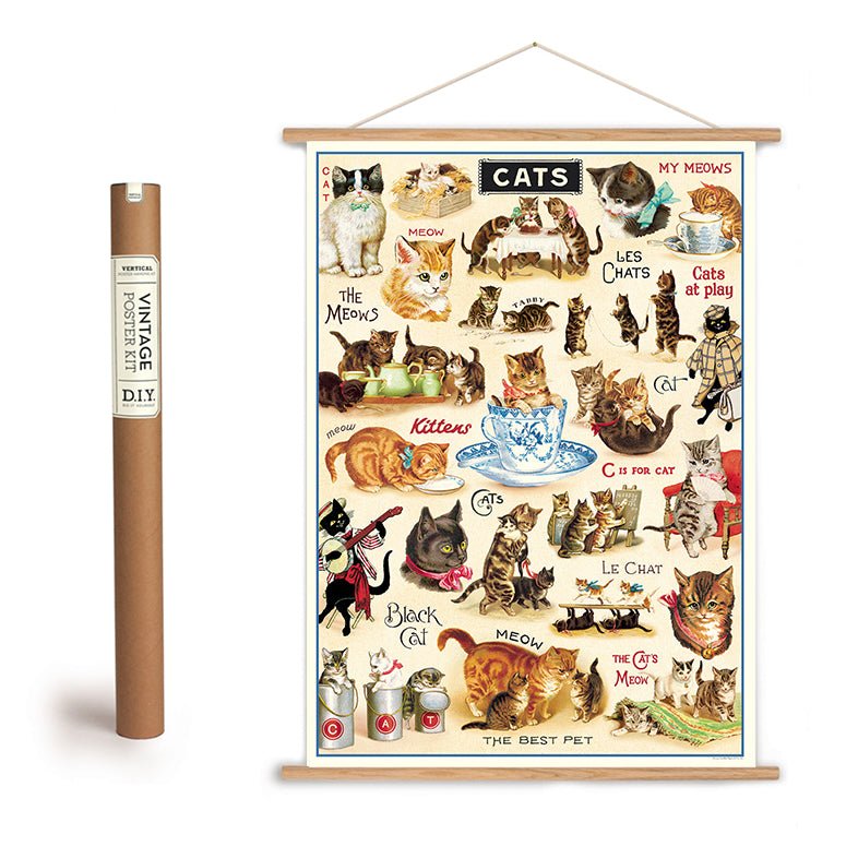 Cats - The Best Pet Vintage - Style Art Poster + Hanging Kit - Marmalade Mercantile