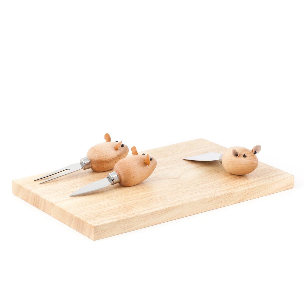 Cheeseboard with Three Mouse Handled Cheese Servers - Marmalade Mercantile