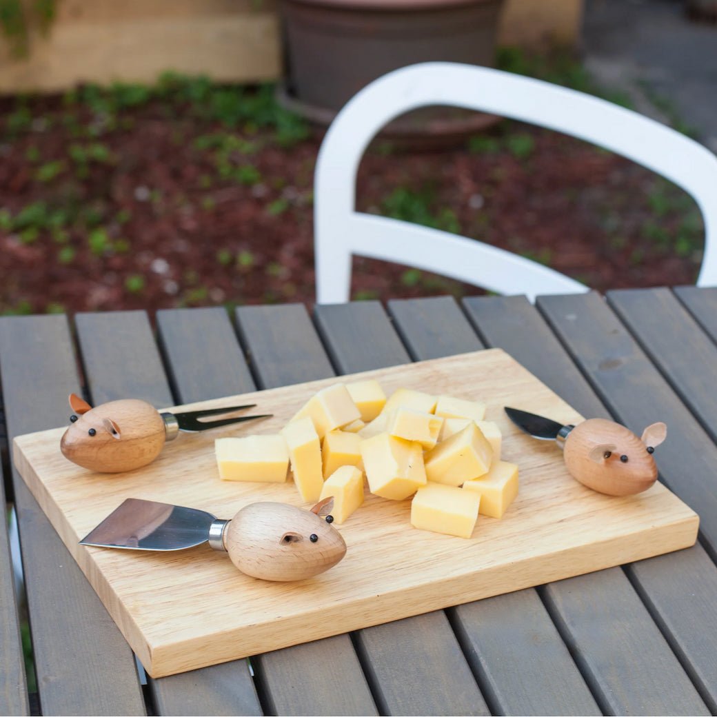 Cheeseboard with Three Mouse Handled Cheese Servers - Marmalade Mercantile