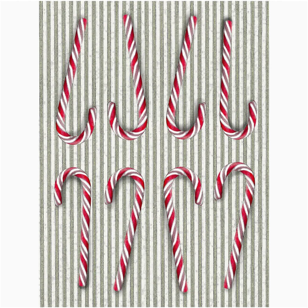 Christmas Candy Canes with Ticking Stripe Flour Sack Kitchen Towel - Marmalade Mercantile