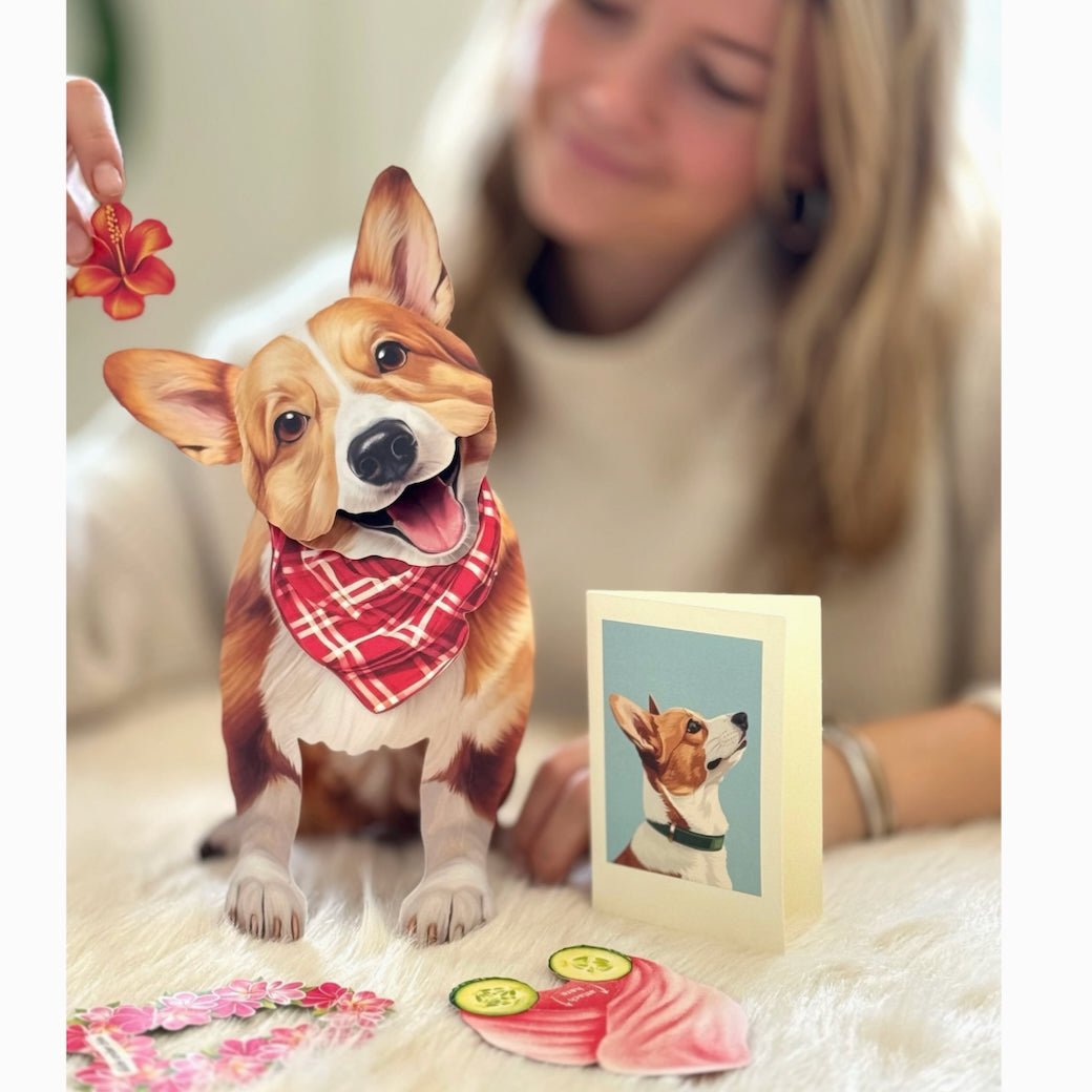 Corgi Pop Up Greeting Card with Dress Up Kit - Marmalade Mercantile