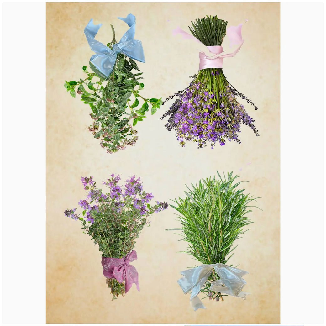 Cottage Garden Herb Bundles Flour Sack Kitchen Towel - Marmalade Mercantile