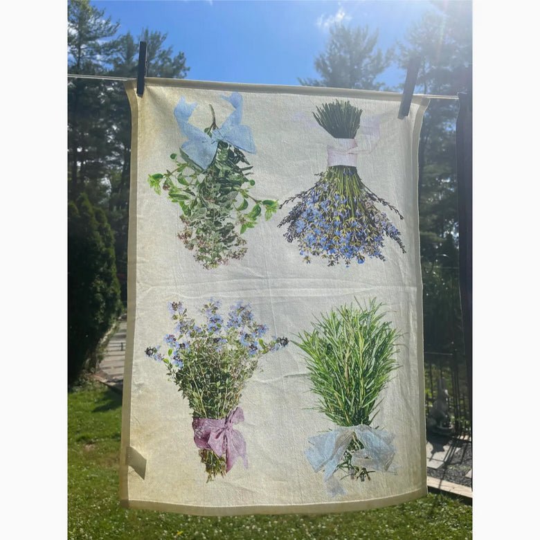Cottage Garden Herb Bundles Flour Sack Kitchen Towel - Marmalade Mercantile