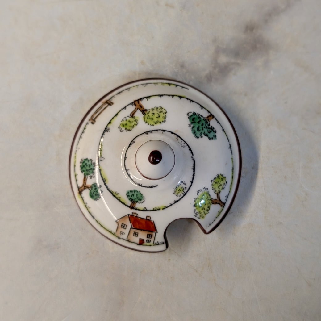 Crown Staffordshire Jam or Mustard Pot with Hunting Scene - Marmalade Mercantile