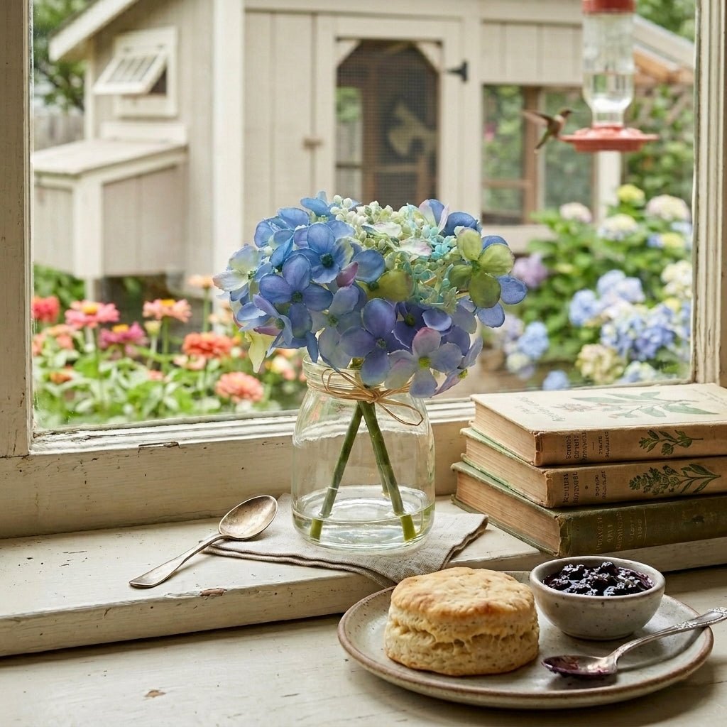 Delicate Blue Hydrangea Vase - Marmalade Mercantile